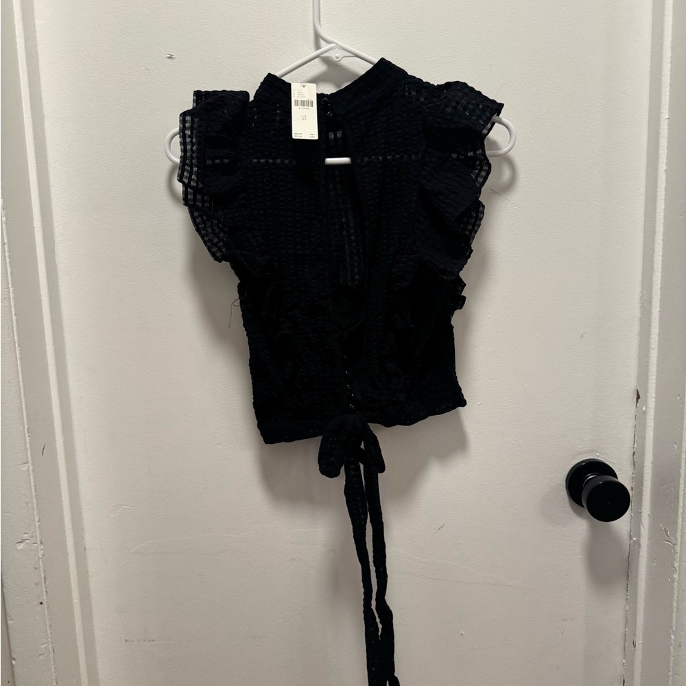 Anthropologie Black Ruffled Blouse